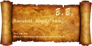 Bacskai Bogárka névjegykártya